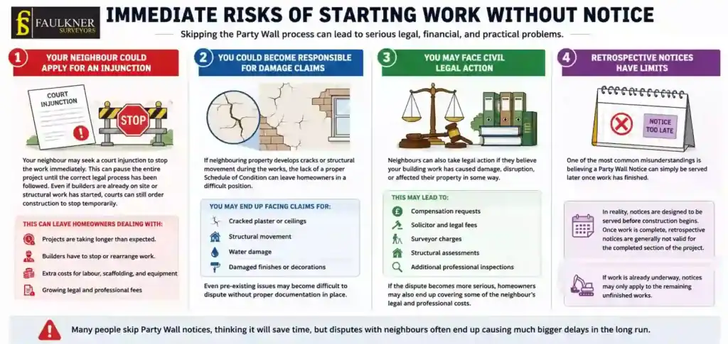 What Happens If You Start Work Without a Party Wall Notice? 1 Immediate Risks of Starting Work Without Party Wall Notice Tonbridge